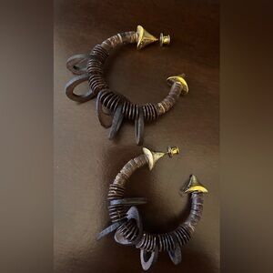 Sassy Jones Gold and Brown Hoop Earrings